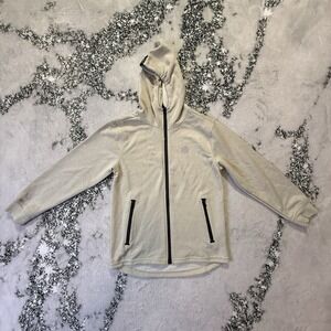 Way Side Hoodie Womens Size 8 Beige Lightweight Full Zip Cotton Blend Fleece